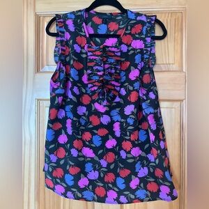 J. Crew Floral Sleeveless Top - Black, Red, Purple